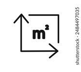 m2 area unit icon linear vector graphics sign