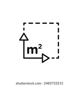 m2 unidad de área icono contorno colección en negro