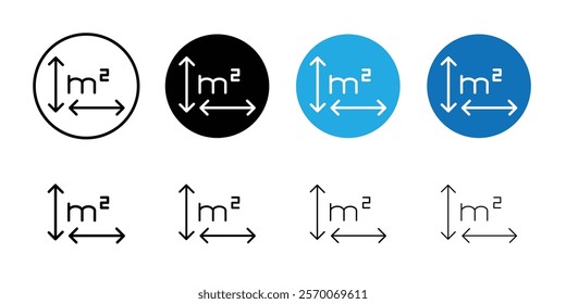 m2 area unit icon Outline vector for web ui