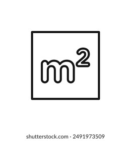 m2 area unit logo sign vector outline