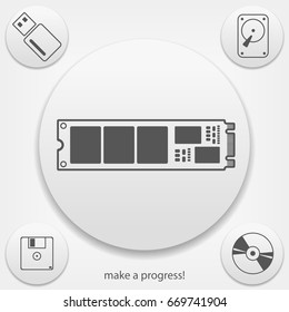 M.2 Solid State Drive in flat design. evolution of data storage. Make a progress!