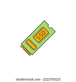 Icono de SSD M.2 en color, aislado en fondo blanco 