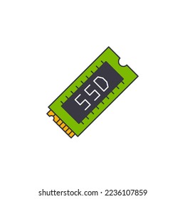 M.2 SSD  icon in color, isolated on white background 
