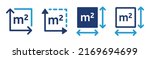 m2 unit icon vector set. Square meter symbol for measuring size area or surface dimension.