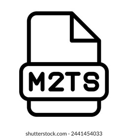 M2ts File Icon. Type Files Sign outline symbol Design, Icons Format Type Data. Vector Illustration.