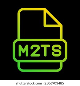 M2ts file type icon. document, format, extension. with an outline gradient design. Can be used for multimedia files.