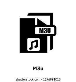 M3u icon vector isolated on white background, logo concept of M3u sign on transparent background, filled black symbol