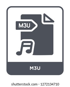 m3u icon vector on white background, m3u trendy filled icons from File type collection, m3u simple element illustration
