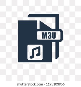 M3u vector icon isolated on transparent background, M3u transparency concept can be used web and mobile