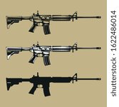 m4 assault rifle gun leathal weapon black and white vector art