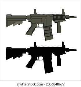 M4 Carbine Modern Riffle Flat Vector Design