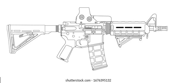 M4 Carbine Rifle Lineart Vector