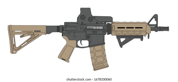 M4 Carbine Rifle Vector Art