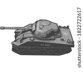 m4 sherman firefly world war ii american middle tank in monochrome style from the left top view isolated vector illustration