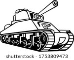 M4 Sherman Medium Tank Mascot Black and White