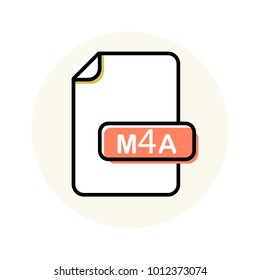 M4A file format, extension color line icon. Vector illustration