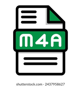 M4a file icon. flat audio file, icons format symbols. Vector illustration. can be used for website interfaces, mobile applications and software