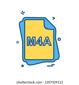 M4A file type icon design vector