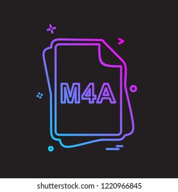 M4A file type icon design vector