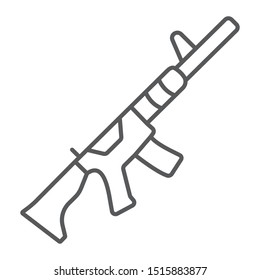 M4A1 thin line icon, rifle and military, automatic machine sign, vector graphics, a linear pattern on a white background, eps 10.