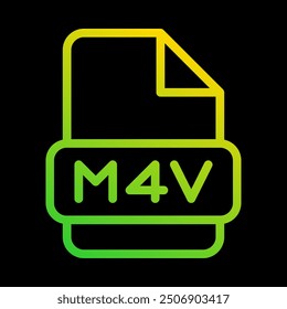 M4v file type icon. document, format, extension. with an outline gradient design. vector illustration.