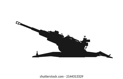 M777 Howitzer Icon. Army Artillery System. Isolated Vector Image For Military Concepts And Web Design