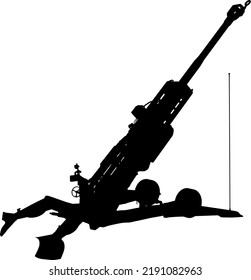 M777 Howitzer Icon. Artillery System. Isolated Vector Image For Military Concepts And Web Design