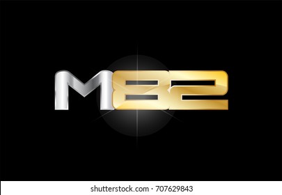 M82 M 8 2  gold glitter glittering letter and number combination of a logo with metallic texture
