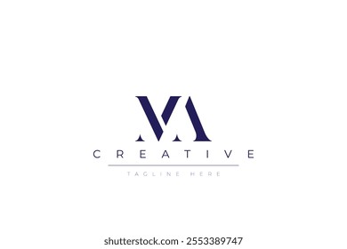 MA abstract minimalist letters Logo Monogram. It is a minimalist logo, this logo is made by combining two letters