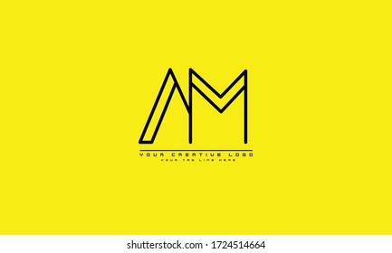 AM MA abstract vector logo monogram template