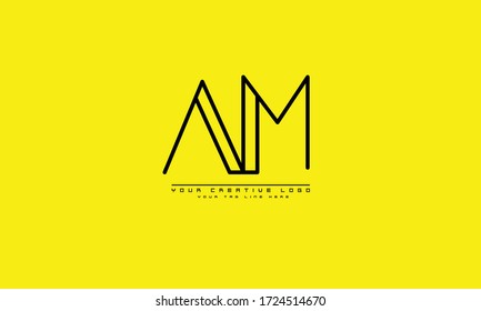 plantilla de monograma del logotipo del vector abstracto de AM MA