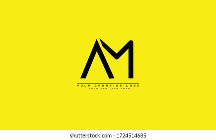 AM MA abstract vector logo monogram template