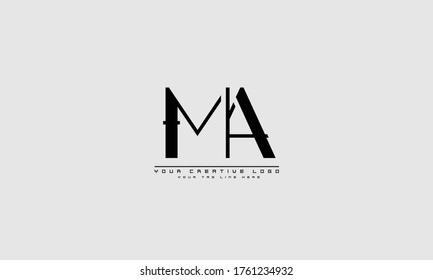 plantilla de monograma del logotipo del vector abstracto de MA AM