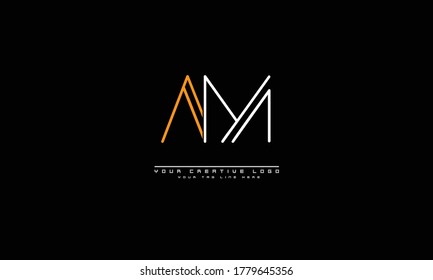 AM MA abstract vector logo monogram template