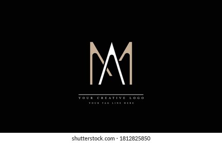 MA AM abstract vector logo monogram template