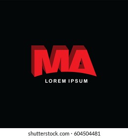 ma alphabet letter logo brand template logotype - below round under cut