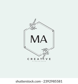 MA Beauty vectorial arte inicial del logo, logo de escritura a mano de firma inicial, boda, moda, joyas, boutique, floral y botánica con plantilla creativa para cualquier empresa o negocio.
