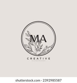 MA Beauty vector initial logo art, handwriting logo of initial signature, wedding, fashion, jewerly, boutique, floral and botanical with creative template for any company or business.