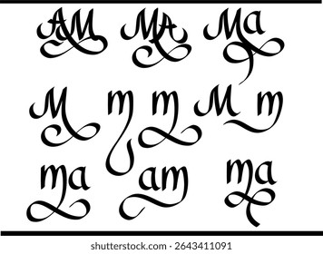 MA Calligraphy Logo – Elegant Interlocked M and A Letter Monogram Design