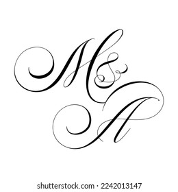 MA Calligraphy Monogram initial letters logo