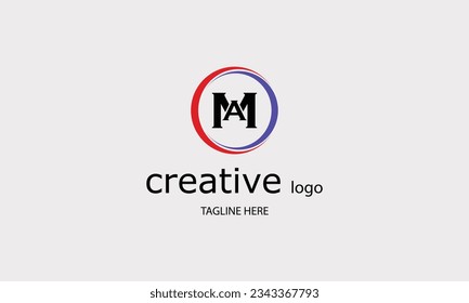 MA AM circle creative brand name company logo design red blue color 