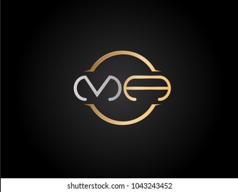 MA circle Shape Letter logo Design in silver gold color