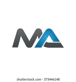 MA company linked letter logo black blue