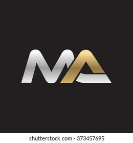 MA company linked letter logo gold silver black background