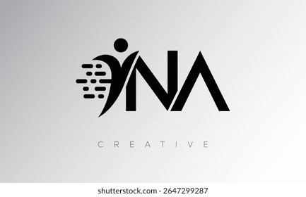 MA Creative Digital Monogram Logo – Futuristic Letter mark Design Featuring Human Shape, Pixel Motion and Minimal Tech Style for Innovative Branding Identity