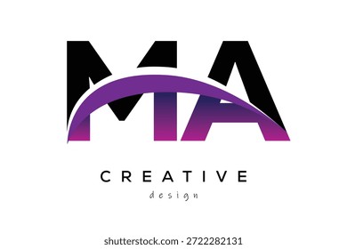 MA kreative und moderne Buchstaben Logo-Design mit kreativen lila Welle abstrakte Latter Logo Konzept.
