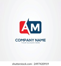 Elemento de diseño de logotipo de letras modernas creativas AM o MA