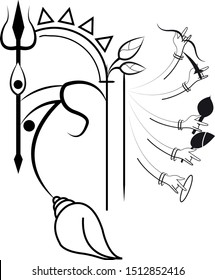 Ma Durga Line Art vector 
