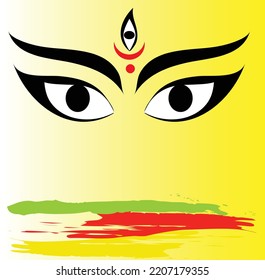 Símbolo de poder de Ma Durga. Feliz Navratri, feliz Durga Puja. Feliz Dussehra. ilustración de la diosa Durga con la cara abstracta. Antecedentes, banner, tarjeta, volante, deseo.