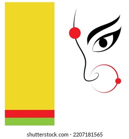 Símbolo de poder de Ma Durga. Feliz Navratri, feliz Durga Puja. Feliz Dussehra. ilustración de la diosa Durga con la cara abstracta. Antecedentes, banner, tarjeta, volante, deseo.